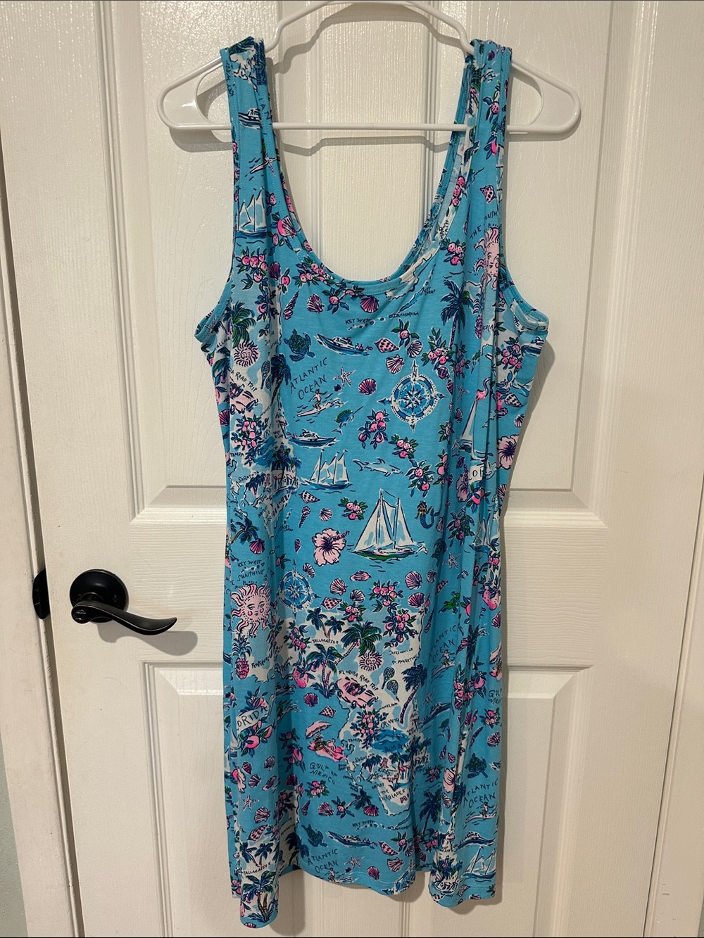 Lilly Pulitzer Turquoise Floral & Nautical Sailboat Lilly’s Florida - size Large